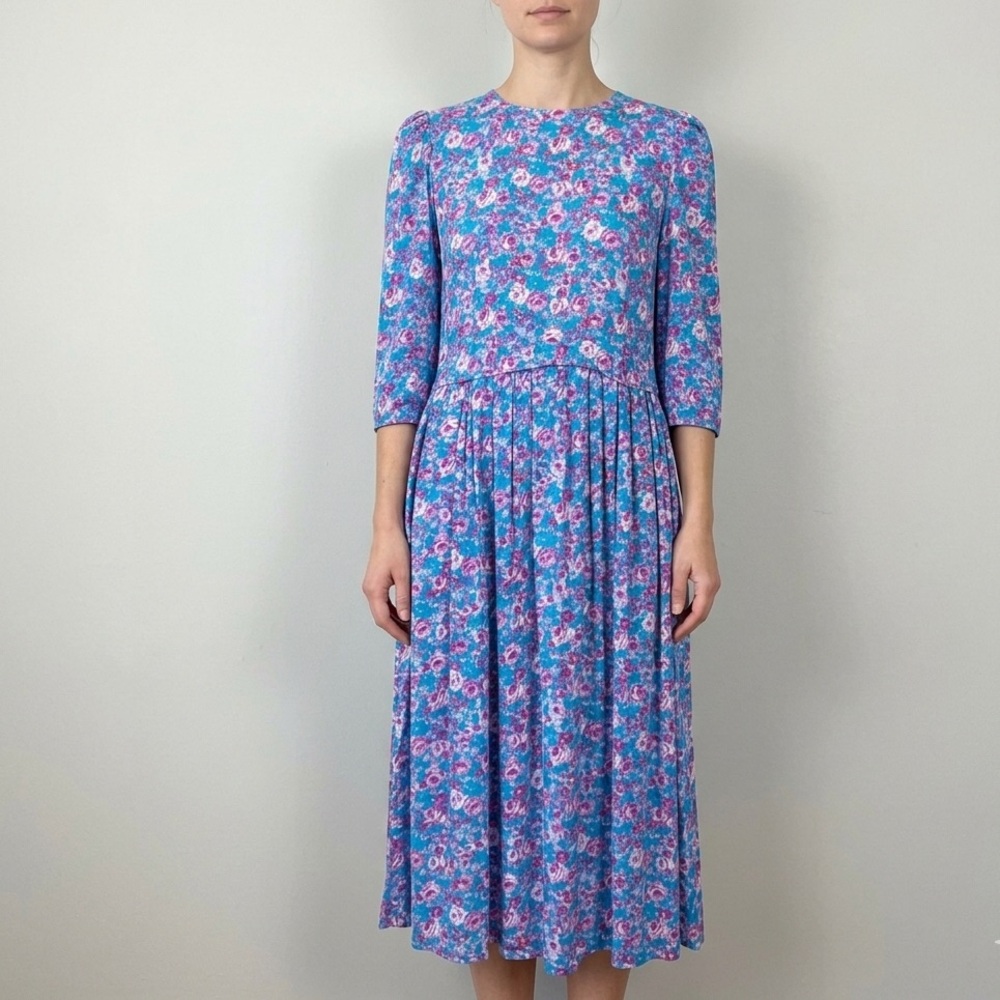 Jane Schaffhausen‎ Belle France Floral Dress Vintage Midi